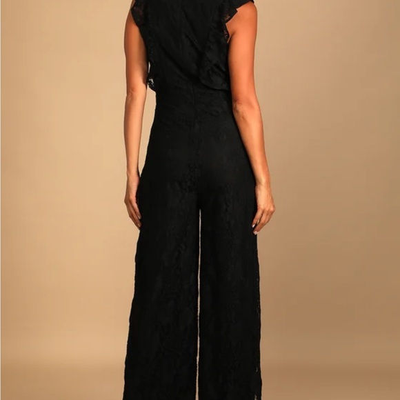Lulus Molinetto Black Lace Ruffled Sleeveless Jumpsuit - Picture 6 of 9